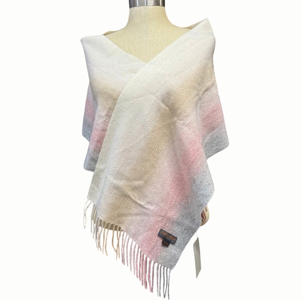 NWT Louisa Perini OS Scarf Pink Ombre Cashmere Fringe Soft Luxury Winter Cozy‎